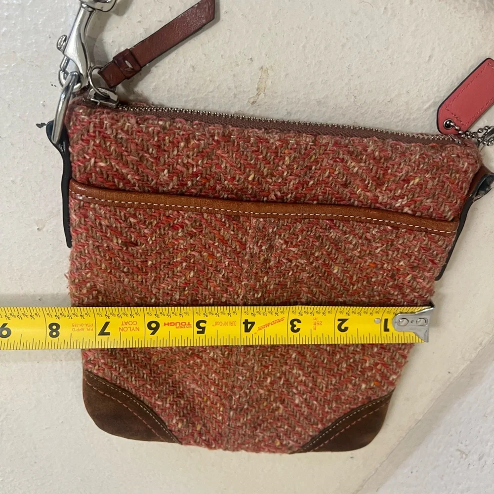Coach Kitt Crossbody Messenger‎ weed Wool Suede Leather Trim
